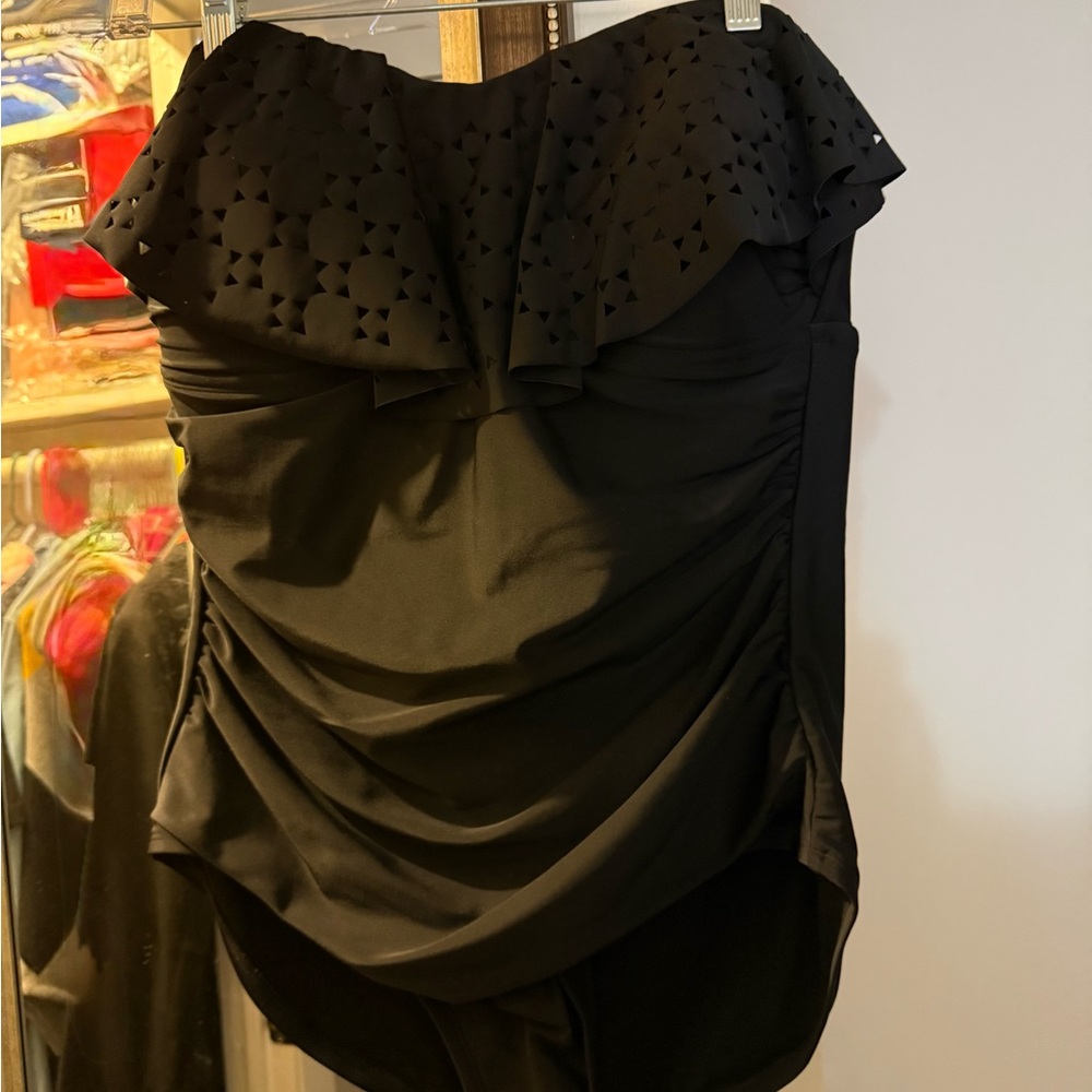 Merona Black Strapless Ruched Babydoll One Piece